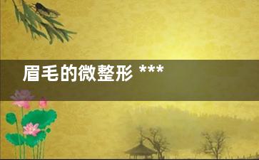 眉毛的微整形 ***半***眉毛全解析